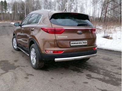 Защита заднего бампера овальная 75х42 мм ТСС для Kia Sportage 2016-2018