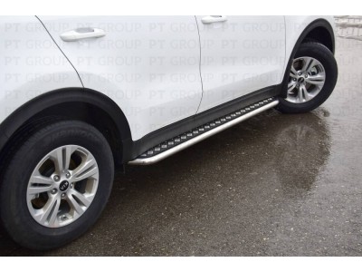 Защита порогов с алюм. площадкой d=51 мм (НПС) для Kia Sportage 2016-2022
