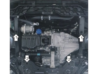 Защита картера двигателя, КПП (1,5 мм, сталь) для Kia Sportage 2016-2018, 2018-2022, Hyundai Tucson 2015-2018, 2018-2021