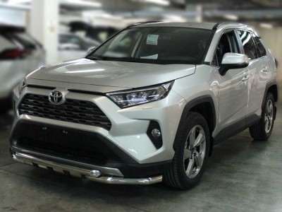 Защита переднего бампера d-60 с доп.накладками для Toyota RAV-4 2019 – н.в.