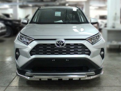 Защита переднего бампера d-60 с доп.накладками для Toyota RAV-4 2019 – н.в.
