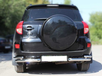 Защита заднего бампера "уголки" d-60+43 для Toyota RAV-4 TRN_7.1