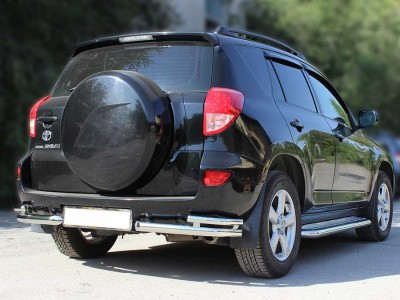 Защита заднего бампера "уголки" d-60+43 для Toyota RAV-4 2006-2009