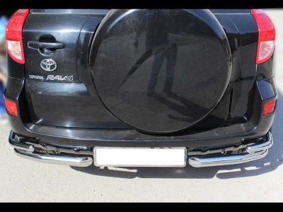 Защита заднего бампера "уголки" d-60+43 для Toyota RAV-4 2006-2009