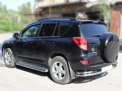 Защита заднего бампера "уголки" d-60+43 для Toyota RAV-4 2006-2009