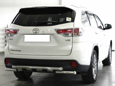 Защита заднего бампера d-60 с накладками для Toyota Highlander 2017-2019 HYG2017_3.5