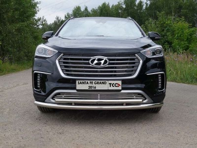 Защита передняя двойная 60-42 мм для Hyundai Santa Fe Grand № HYUNSFGR16-05