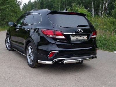 Защита задняя овальная центральная 75х42 мм для Hyundai Santa Fe Grand № HYUNSFGR16-20