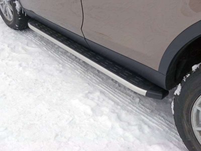 Пороги алюминиевые ТСС с накладкой для Land Rover Discovery Sport № LRDISSPOR15-05AL