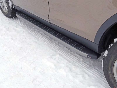 Пороги алюминиевые ТСС с накладкой серые для Land Rover Discovery Sport № LRDISSPOR15-05GR