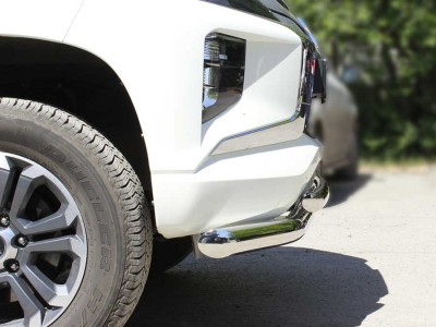 Защита переднего бампера двойная d-76+60 Технотек для Mitsubishi L200 2019 – н.в.