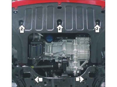 Усиленная защита картера двигателя, КПП (2 мм, сталь) для Kia Rio X 2020-2022, Kia Rio X-Line 2017-2020, Kia Rio седан 2017-2022, Hyundai Solaris седан 2017-2022, Solaris KRX 2024-н.в., Solaris KRS 2024-н.в., Solaris HS 2024-н.в.