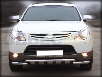 Защита переднего бампера 60 мм с накладками для Hyundai ix-55 № HIX_1