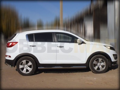 Пороги труба с накладками 76 мм для Kia Sportage № KSP10_2