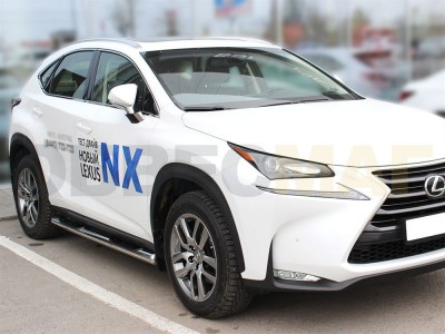 Пороги труба с накладками 76 мм для Lexus NX300h F-Sport № LNXFS_2.1