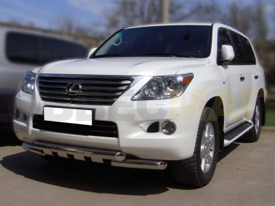 Защита переднего бампера 76 мм с накладками для Lexus LX-570 № LX12 1.2