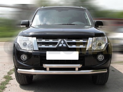 Защита передняя двойная 76-60 мм для Mitsubishi Pajero 4 № MP2012_1