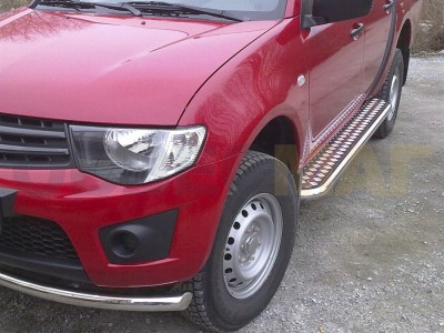 Пороги с площадкой алюминиевый лист 53 мм для Mitsubishi L-200 № MPL14_3.1