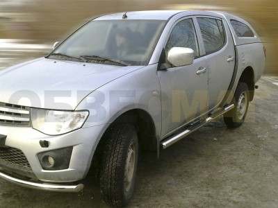 Пороги труба с накладками 76 мм для Mitsubishi L-200 № MPL14_3