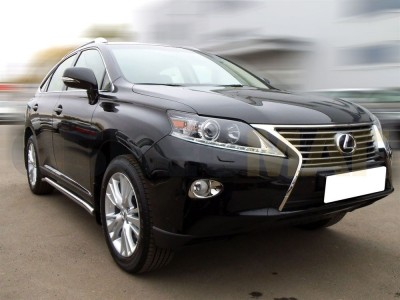 Пороги труба 60 мм с подгибами по форме короба для Lexus RX270/350/450 № RX09_2.1