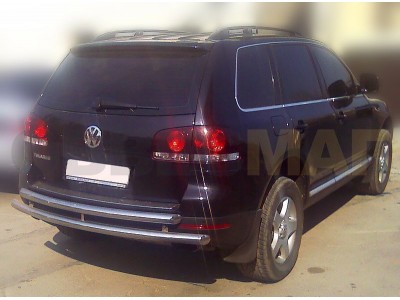 Защита заднего бампера двойная 60-53 мм для Volkswagen Touareg № WLT07_3.1