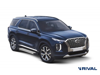 Порог-площадка "Silver" F193AL + комплект крепежа для Hyundai Palisade 2020-н.в., Kia Telluride 2019-н.в. №F193AL.2311.1