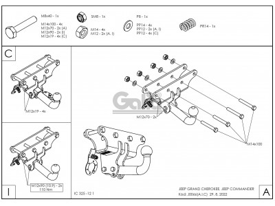 ТСУ Фаркоп оцинкованный Galia шар A для Jeep Commander/Grand Cherokee № J006A