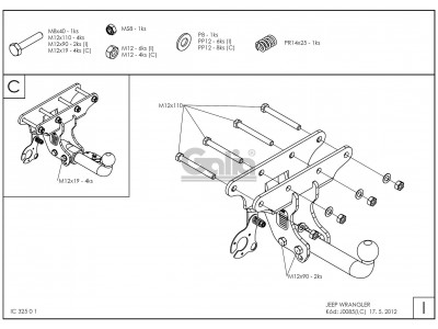 ТСУ Фаркоп оцинкованный Galia шар C съемный для Jeep Wrangler № J008C