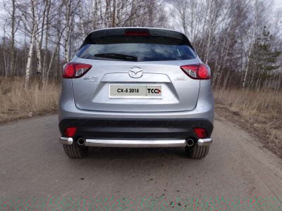 Защита заднего бампера овальная короткая 75х42 мм ТСС для Mazda CX-5 2015-2021