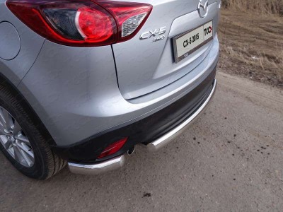 Защита заднего бампера овальная короткая 75х42 мм ТСС для Mazda CX-5 2015-2021