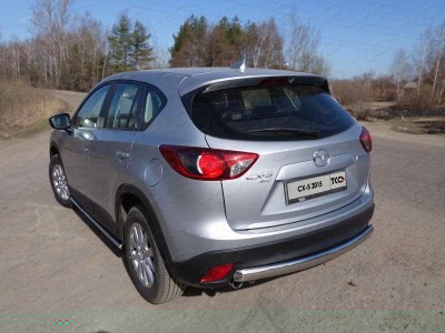 Защита заднего бампера овальная длинная 75х42 мм для Mazda CX-5 № MAZCX515-17