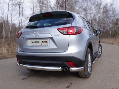 Защита заднего бампера овальная короткая 75х42 мм для Mazda CX-5 № MAZCX515-18