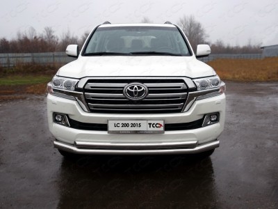 Защита переднего бампера двойная 76-60 мм для Toyota Land Cruiser 200 № TOYLC20015-26