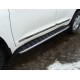 Пороги алюминиевые ТСС с накладкой серебристые для Toyota Land Cruiser 200 2015-2021